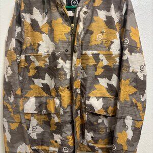 LRG Lifted research Group leaf camo hooded windbreaker jacket Small brown